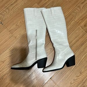 ASOS Tall White Western Faux Alligator Boots